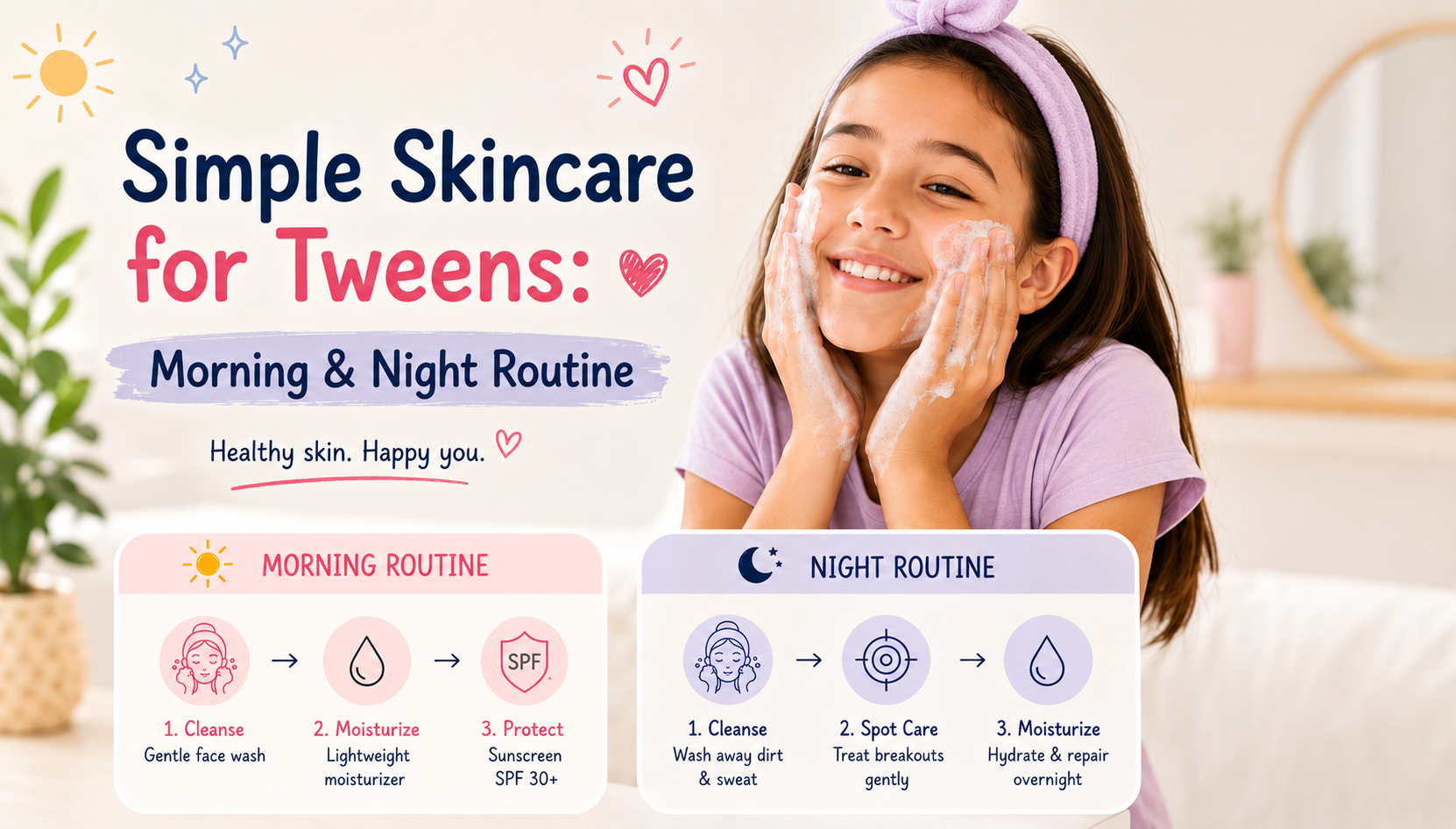 Simple Skincare for Tweens: Morning & Night Routine