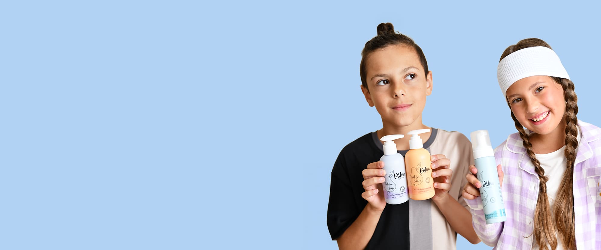 Two girls with Lav Kids products
